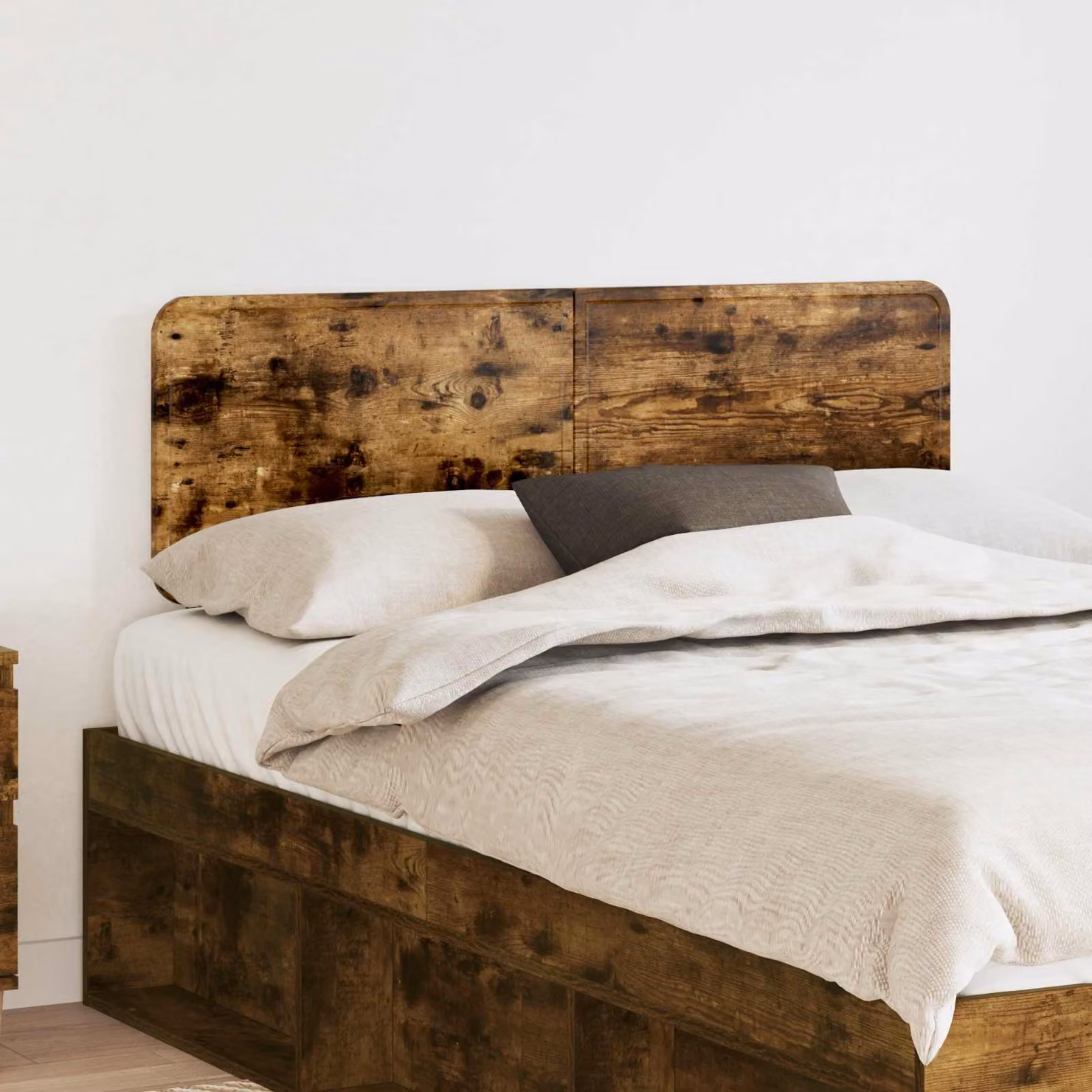 Testiera per letto vidaXL in legno ingegnerizzato Rovere fumé marrone con finitura opaca