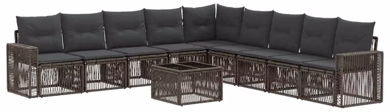 Set Divano da Giardino 10 pcs Grigio e Grigio Scuro polyrattan