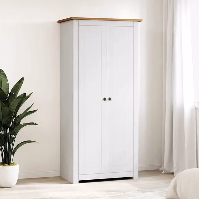 Armadio Bianco 80x50x171,5 cm Legno Massello Pino Panama Range 282666