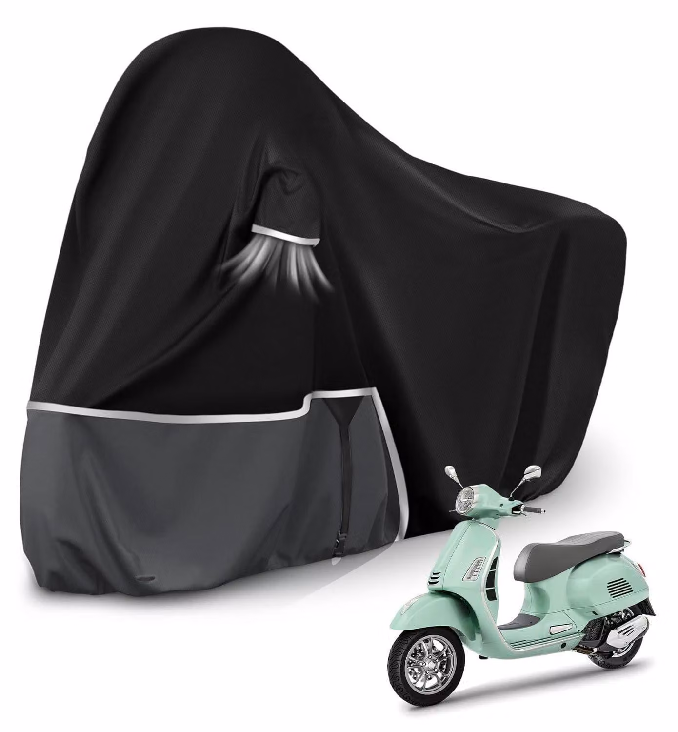 Copertura impermeabile per scooter, adatta per Piaggio Vespa GTV GTS GT60/125/200/250/300 (senza bauletto), realizzata in tessuto Oxford 420D, colore nero e grigio scuro