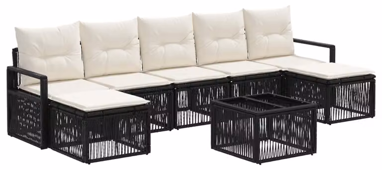 Set Divano da Giardino 8 pcs Nero polyrattan