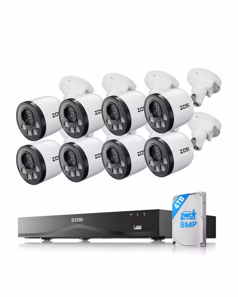 Kit di telecamere di sicurezza - 4K Ultra HD - Registratore video in rete (NVR) a 16 canali con 4TB di spazio di archiviazione e PoE