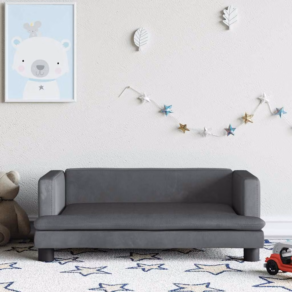 Divano per bambini vidaXL in velluto grigio, L: 80 cm, P: 45 cm, H: 30 cm