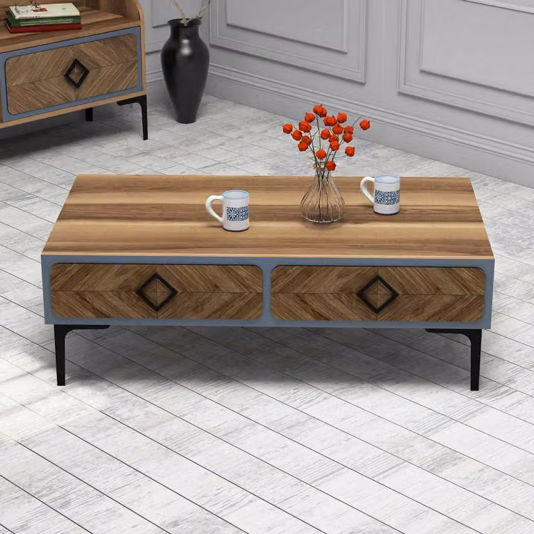 Skye Decor, Samba - Blue, tavolino, noce, 100% pannelli truciolari rivestiti in melamina, 105 x 60 x 34,6 cm