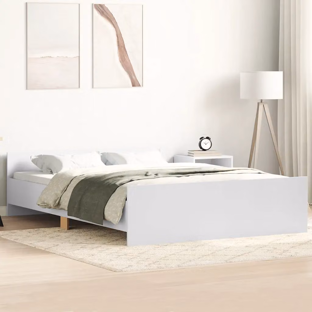 Giroletto con Testiera e Pediera vidaXL in Legno Bianco 140 x 190 cm
