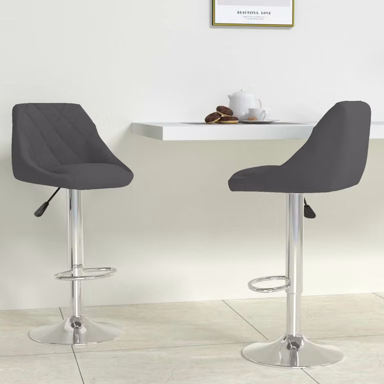 Set di 2 sgabelli da bar vidaXL in velluto grigio scuro con base girevole a 360 gradi