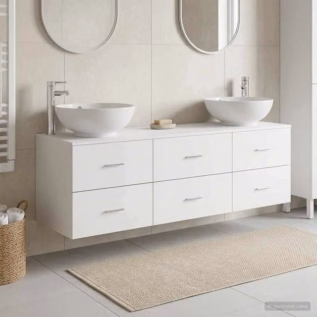 Set di mobili per il bagno 3 pz Bianco 161 x 44,5 x 80 cm 3405891