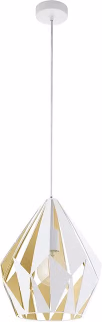 Lampadario a sospensione Eglo Carlton in acciaio bianco e oro con 1 luce E27