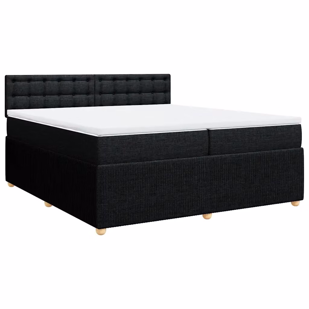 Letto Ibrido vidaXL con Giroletto a Molle e Materasso in Tessuto Nero e Bianco L/P: 200 x 200 cm – 2