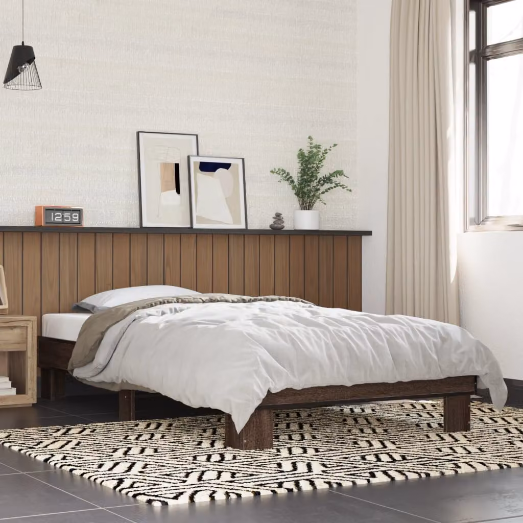 vidaXL Giroletto in Rovere Marrone in Legno e Metallo L/P: 100 x 200 cm