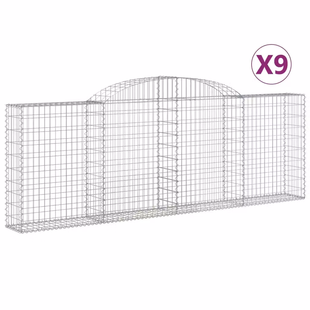 Set di 9 Cesti Gabbioni ad Arco Videx in Acciaio Zincato Argento L: 300 cm, P: 30 cm, H: 100/120 cm – 2