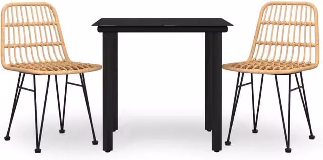 Set da Pranzo da Giardino 3 pz | Set Salotto da Giardino in Polyrattan
