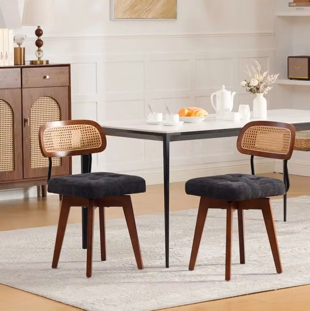 Sedia girevole 43x50x77 cm a 360° in ciniglia nera