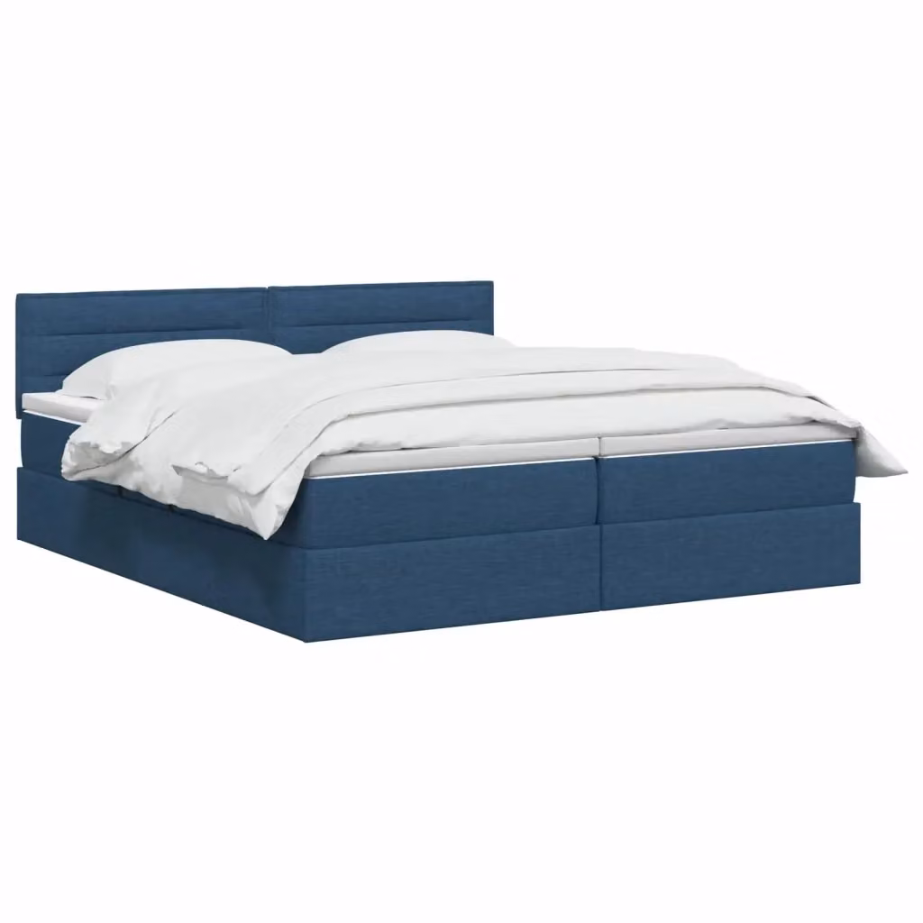 Letto con Contenitore e Testiera Moderno vidaXL in Pelle Sintetica e Tessuto, Blu e Bianco, L/P/H: 200 x 200 x 88 cm – 2
