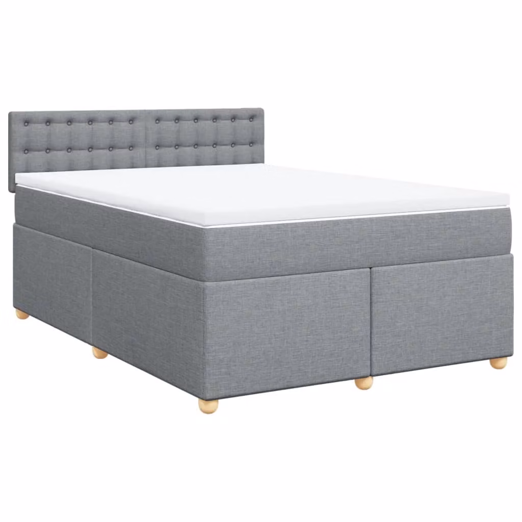 Giroletto a Molle con Materasso Grigio Chiaro 140x200cm Tessuto