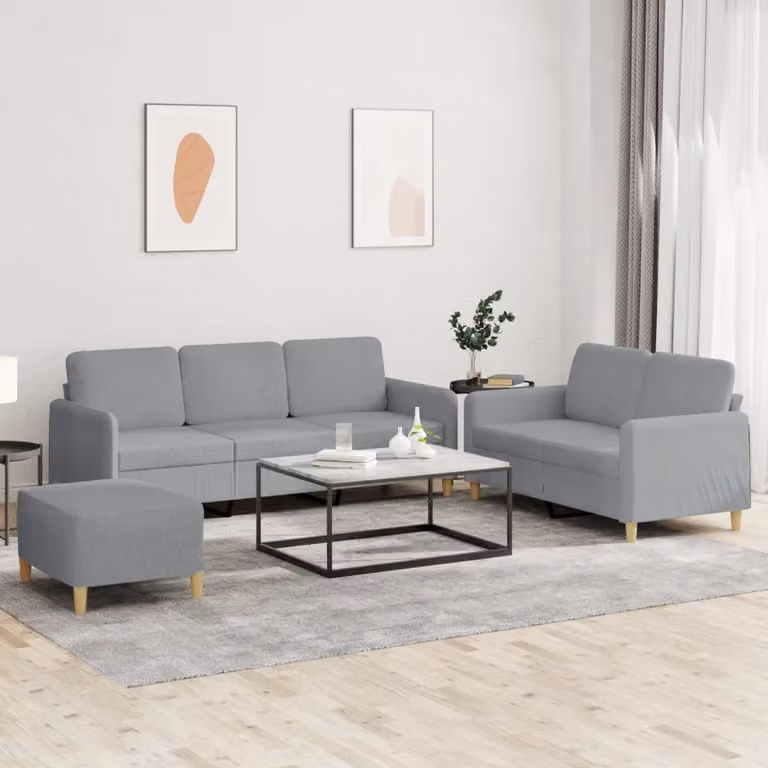 Maison Exclusive - Set divano 3 pezzi con cuscini in tessuto grigio chiaro
