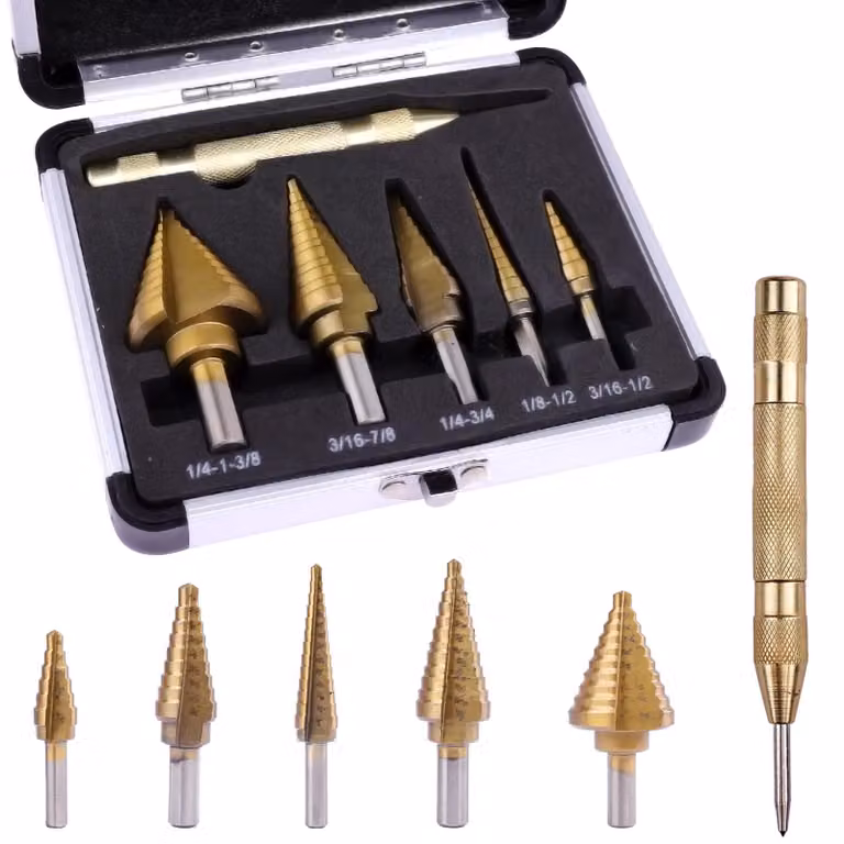 Solidchoice - Set di 6 punte da trapano rivestite in titanio, per metallo e legno