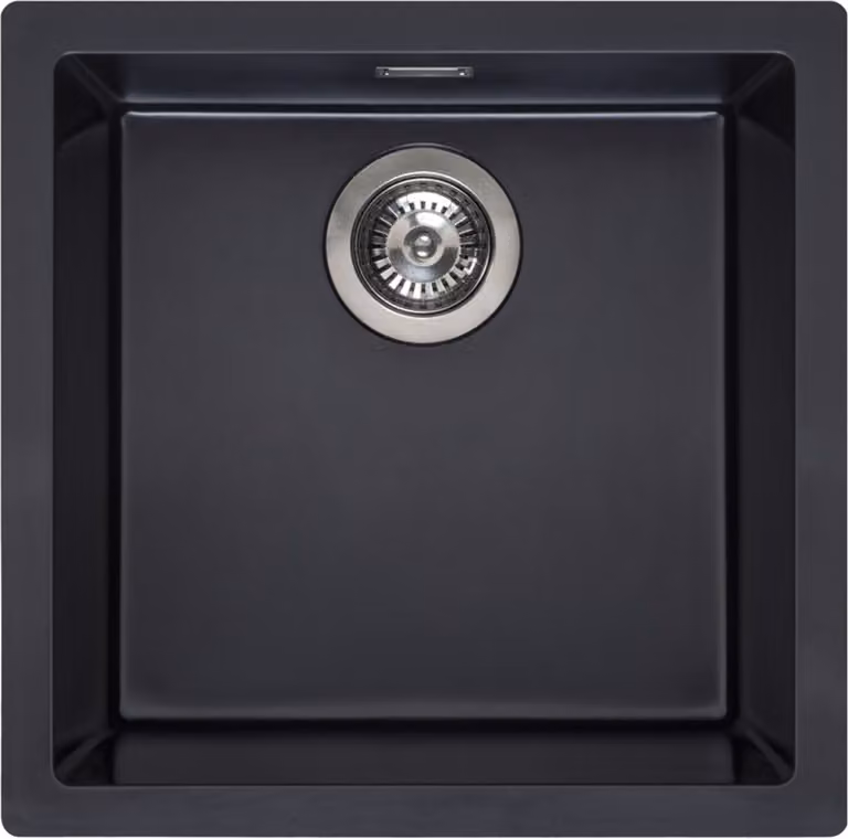 Lavello da incasso Reginox 460x460 Amsterdam 40 - Lavello da cucina con pratico cestello integrato e valvola di troppopieno, granito nero