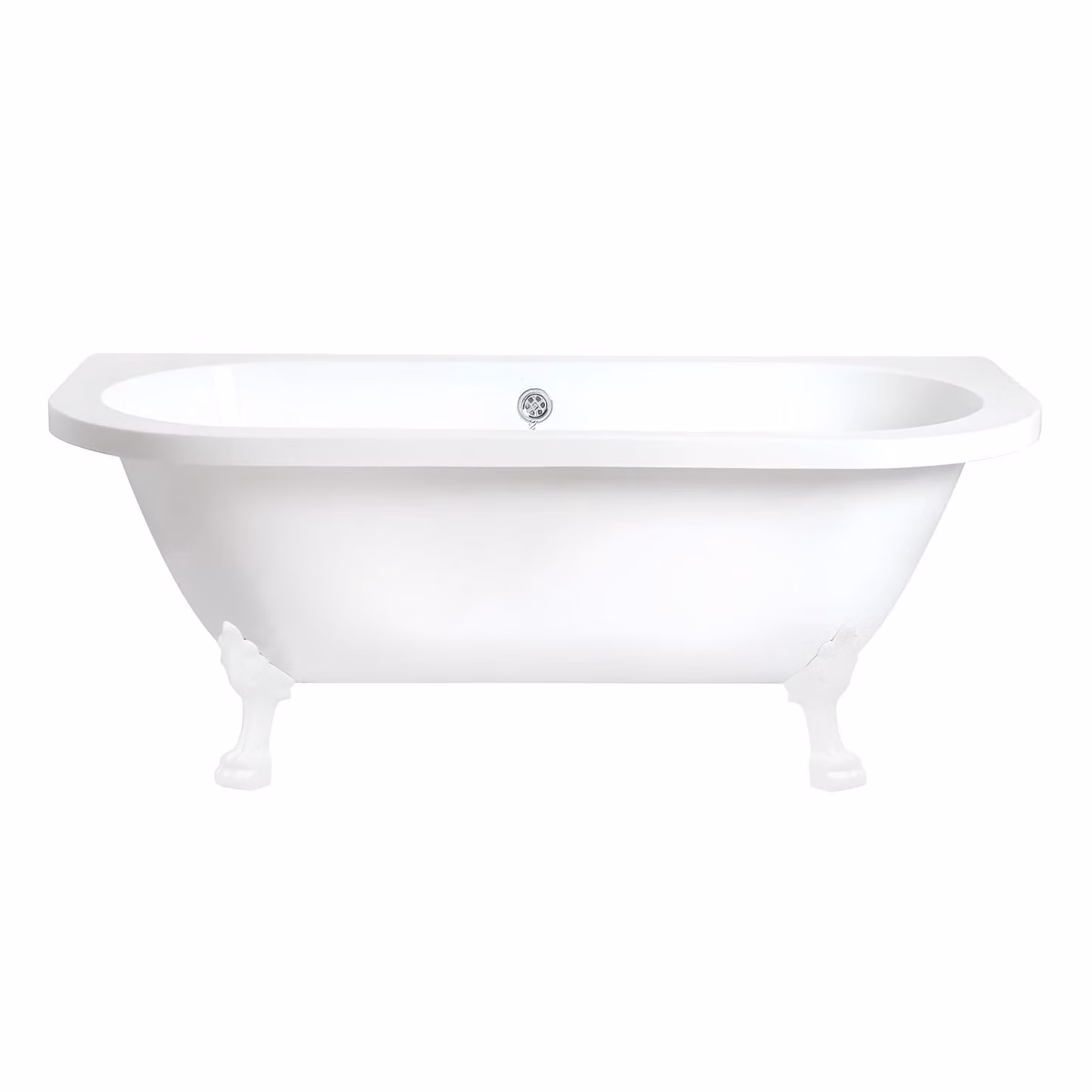 Vasca da Bagno Tradizionale Freestanding Bianca a Parete - 1685x780mm con Piedini a Zampa di Leone Bianchi - Richmond