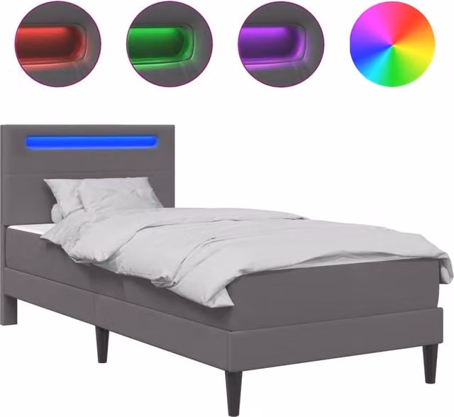 Letto singolo | Letto per adulti | Struttura del letto con testiera Grigio 100 x 200 cm Similpelle