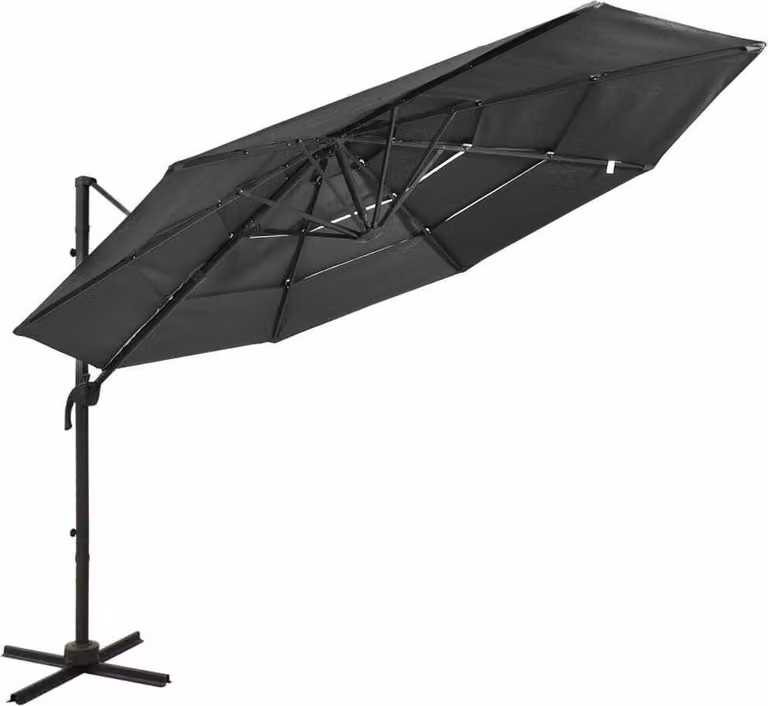 The Living Store Ombrellone con palo in alluminio a 4 strati antracite 3x3 m