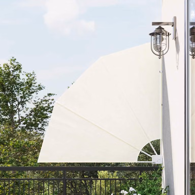 vidaXL Tenda Laterale Pieghevole da Parete in Poliestere e Acciaio, Beige o Bianco, L: 140 cm x P: 140 cm