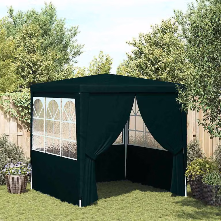 vidaXL Gazebo Professionale Verde con Pareti e Finestre in Acciaio e Plastica L/P: 200 x 200 cm, H: 240 cm