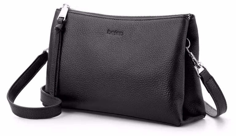 Omgoods - Piccola borsa a tracolla in pelle con protezione RFID per donna