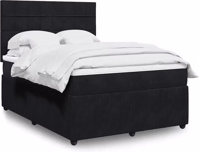 Giroletto a Molle con Materasso Nero 140x200 cm in Velluto 3292360