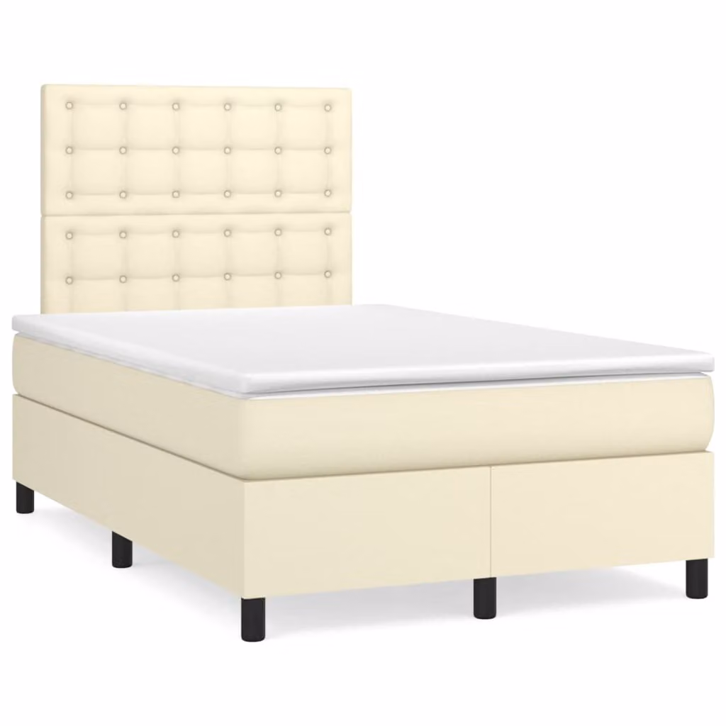 Giroletto a Molle con Materasso Crema 120x200 cm in Pelle finta