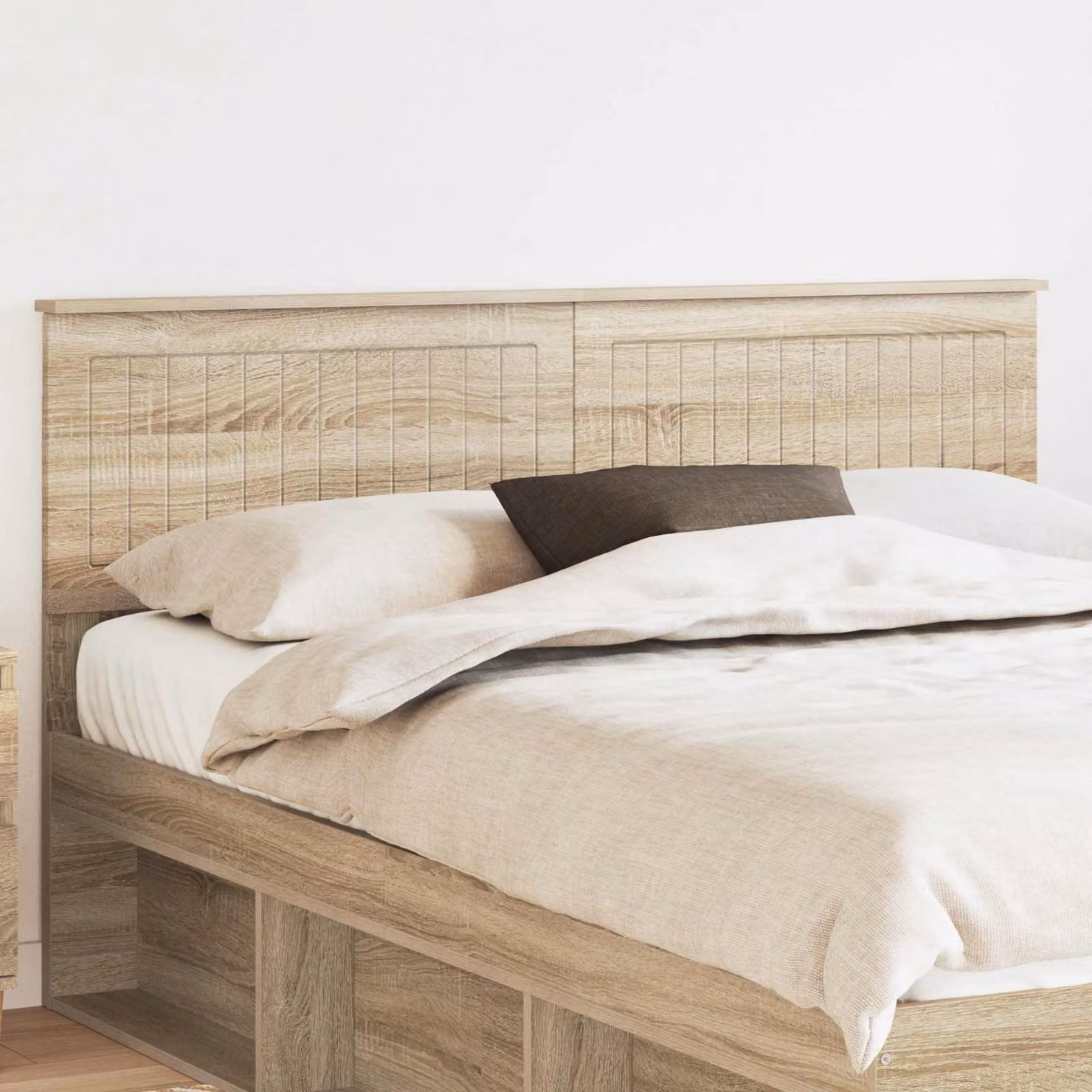Testiera per letto moderna vidaXL in legno ingegnerizzato color rovere sonoma marrone L: 153 cm, H: 70 cm, P: 10,7 cm