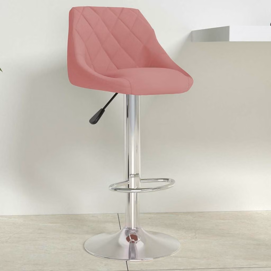vidaXL Sgabello da Bar Rosa in Velluto con Seduta Girevole a 360 Gradi