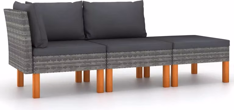 Maison Exclusive - Set da giardino a 3 pezzi in rattan sintetico e legno massello di eucalipto