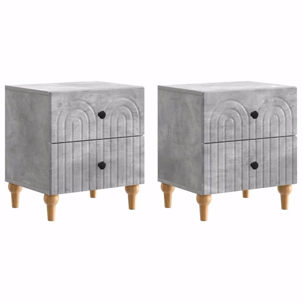 Set di 2 Armadi da Notte Moderni vidaXL Grigio e Nero L/P/H: 43 x 34,5 x 48 cm – 2