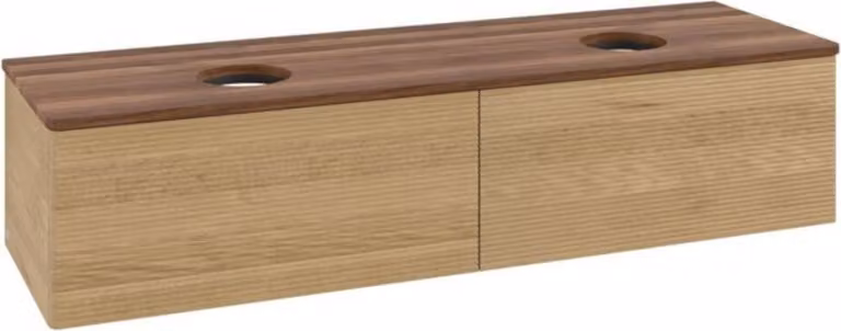 V&B Mobiletto con struttura frontale - illuminazione Antao 160x50cm, WBP colore noce, rovere miele