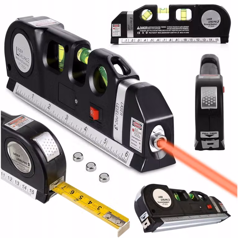 Livella laser con portata di 250 cm, dotata di 3 bolle di livello e portata di 15 metri