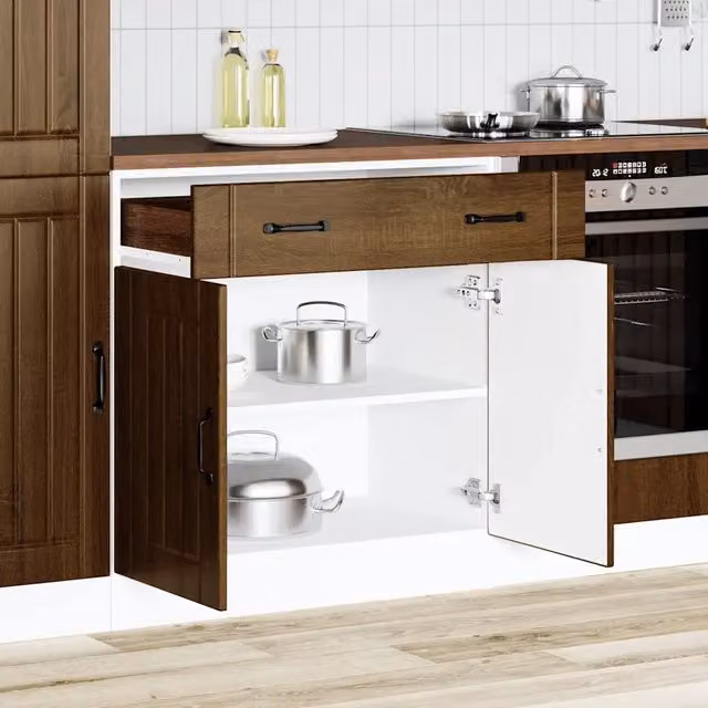 Base da cucina moderna vidaXL in legno marrone con ante a battente e ripiani interni