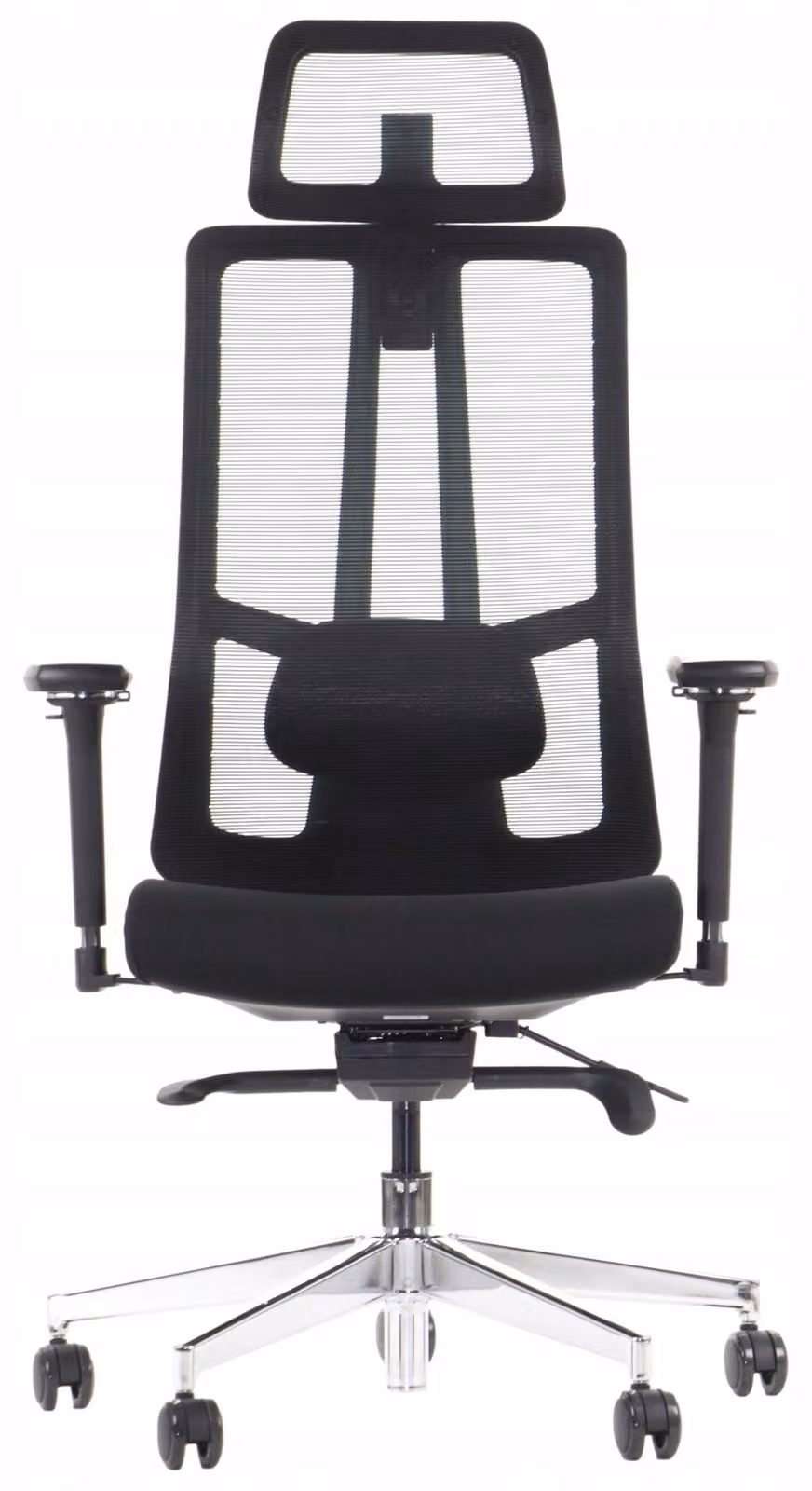Sedia da ufficio girevole ergonomica AKCENT/M PLUS, base cromata, braccioli regolabili, seduta scorrevole (avanti-indietro), nero