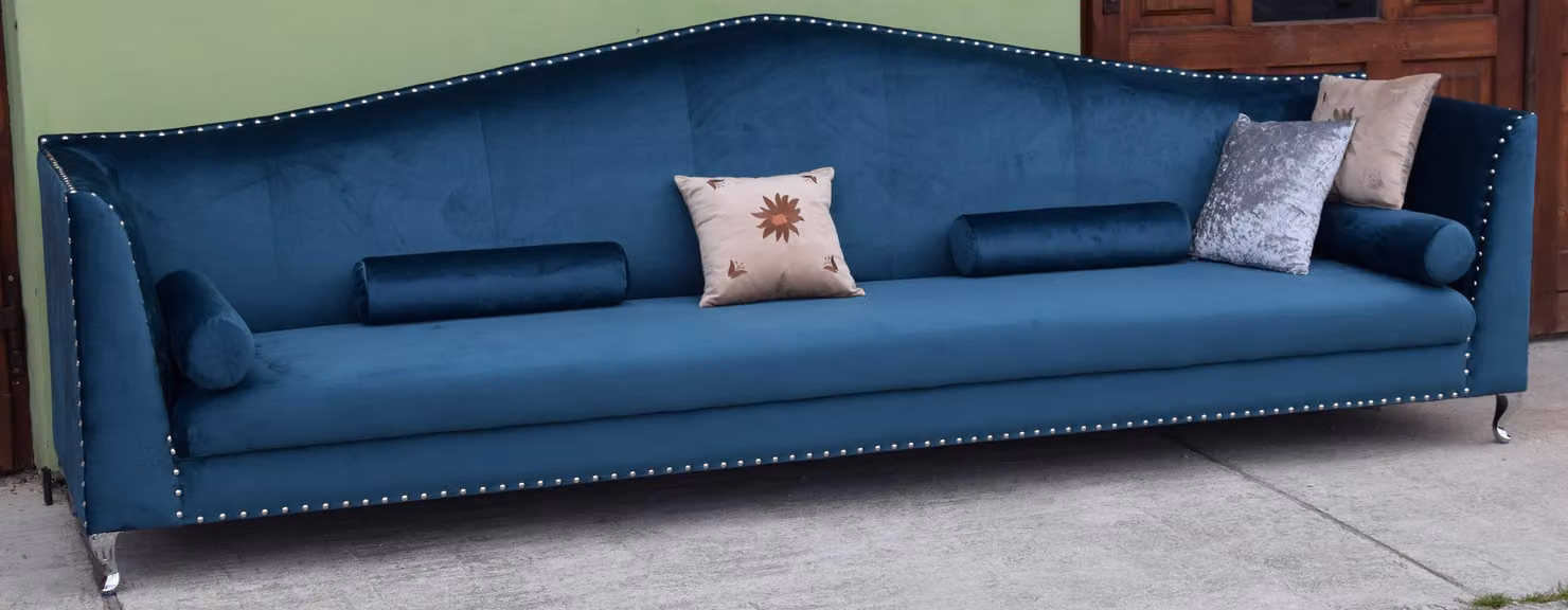 Chesterfield Sofa Couch Polster Leder Couchen Blaue Garnitur 5 Sitzers