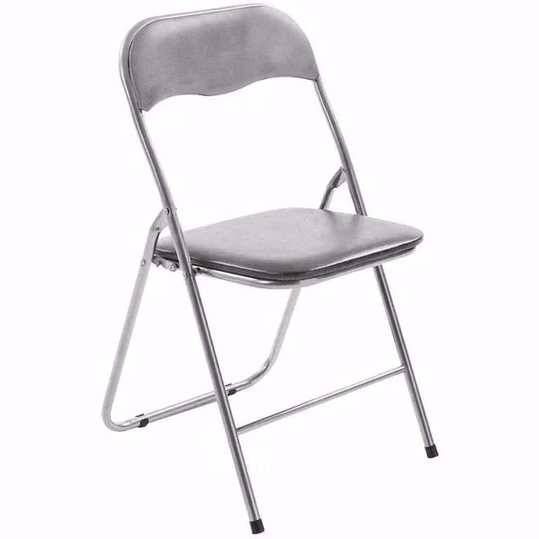 Sedia pieghevole Vestiamo Casa in similpelle grigio e silver L: 43 cm, P: 44 cm