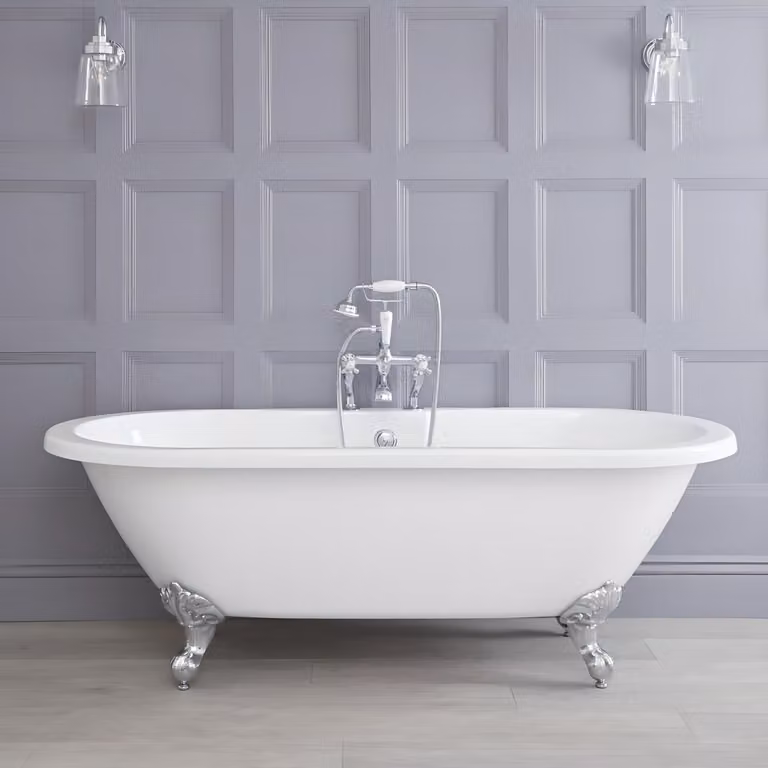 Vasca Freestanding Doppia Estremità 1780x825mm - Bordo arrotondato - Piedini cromati - Legend