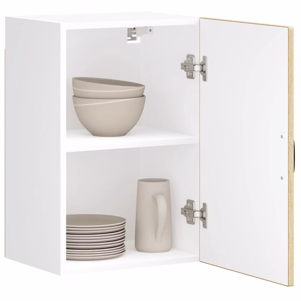 Pensile da cucina moderno vidaXL con ante in vetro, colore marrone e bianco, L/P/H: 60 x 25 x 40 cm