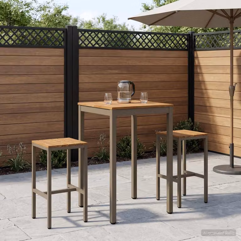 vidaXL Tavolo Bar da Giardino NAARDEN in Legno di Acacia Marrone L: 60,5 cm, P: 60,0 cm, H: 105,0 cm