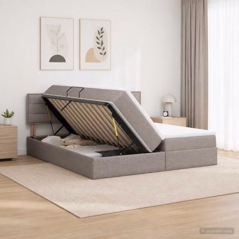 Letto con contenitore vidaXL con illuminazione LED e porta USB, colore grigio, L/P/H: 180 x 200 x 88 cm