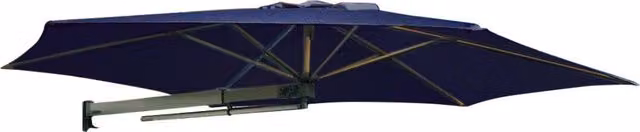 Ombrellone da giardino a parete Maffei Parrot P3 blu con struttura in alluminio e copertura in poliestere UPF 50+, diametro: 2,70 m – 1
