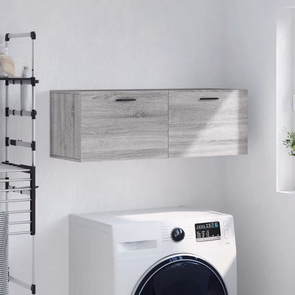 Mobiletto a muro moderno vidaXL in legno MDF grigio opaco L/P/H: 100 x 36,5 x 35 cm