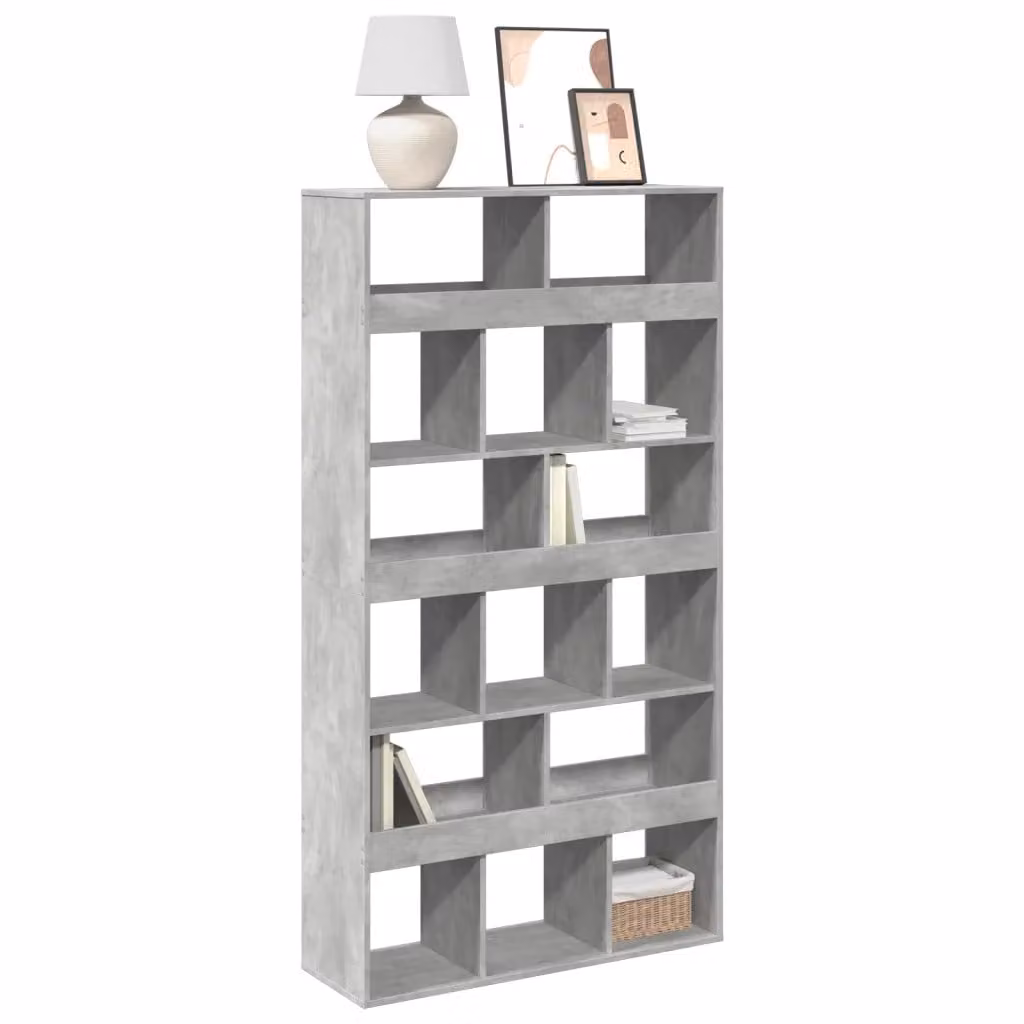 Libreria vidaXL Grigio Matt in MDF e Legno, da appendere a parete, L 100 cm x P 33 cm x H 187,5 cm – 1
