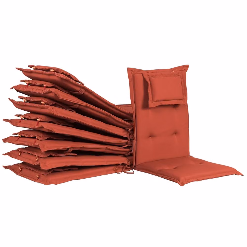 Set di 8 cuscini di ricambio rettangolari Outsunny per sedie da esterno in poliestere rosso, resistenti ai raggi UV e idrorepellenti, L: 42 cm, P: 40 cm, H: 8 cm
