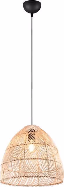 Lampadario a soffitto Trio Leuchten Rike in rattan e metallo beige e nero con luce LED warm white