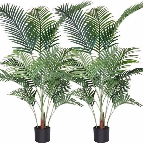 Palmiera artificiale Areca 140 cm, 15 rami, per interni ed esterni, decorazione moderna pianta in vaso, regalo di benvenuto per la famiglia (2 pezzi)